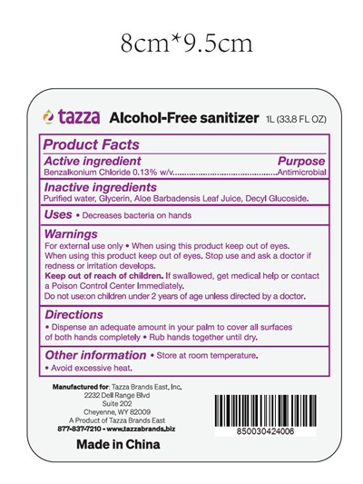 1l Label (Tazza Alcohol Free Sanitizer Label)